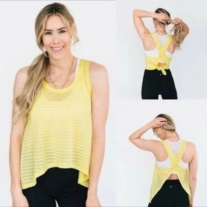 Ziya Active Nimbus Yellow Striped Open-Back Tank with Tie